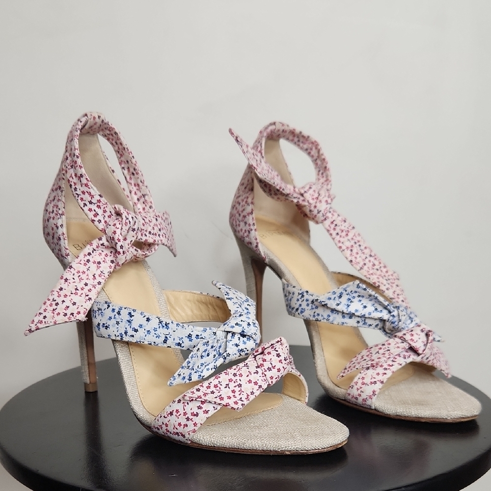 Alexandre Birman Lolita Bow Floral Heels Sandals Size 6 Designer Ankle Tie bow - Picture 5 of 11